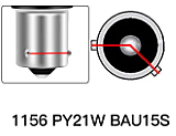 Лампа стоп-сигнала 12V PY21W   BAU15s - желтый